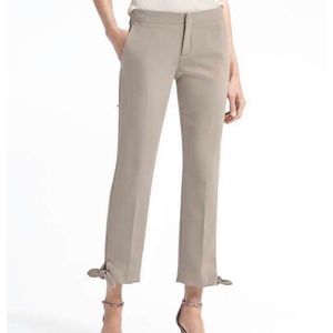 BR Avery Straight-Fit Tie Hem Ankle Pant Taupe